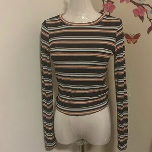 Garage | Stripped Lettuce Long Sleeved Top Size Small